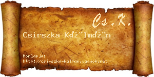 Csirszka Kálmán névjegykártya